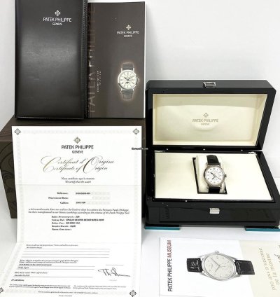Patek Philippe Perpetual Calendar 5160 500g-001 38mm White Gold With Black Leather Watch 2018