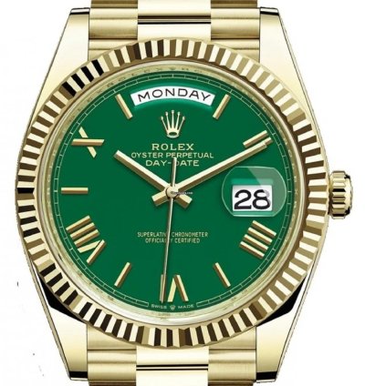 Rolex Day-date 40 Yellow Gold Day-date 40 Green Roman Dial 228238 Unworn 2024