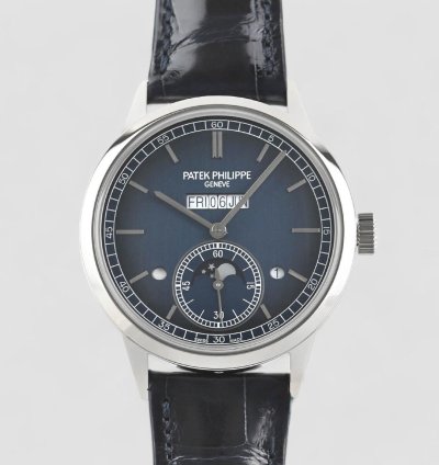Patek Philippe Perpetual Calendar 5236p In Line Perpetual Calendar Platinum Blue Dial