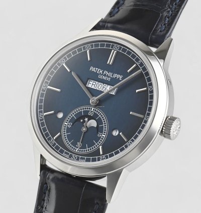 Patek Philippe Perpetual Calendar 5236p In Line Perpetual Calendar Platinum Blue Dial