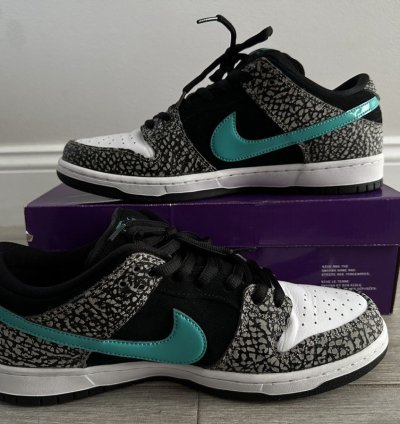 Nike Sb Dunk Low Atmos Elephant Grey Black White Jade Sz 12