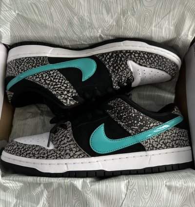 Nike Sb Dunk Low Atmos Elephant Grey Black White Jade Sz 12