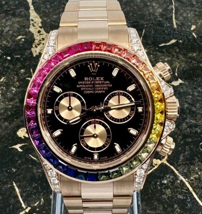 Rolex Daytona Rainbow - Rose Gold - 116505 - Custom Bezel - Diamonds - New