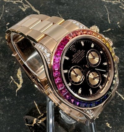 Rolex Daytona Rainbow - Rose Gold - 116505 - Custom Bezel - Diamonds - New