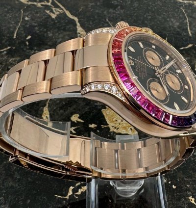 Rolex Daytona Rainbow - Rose Gold - 116505 - Custom Bezel - Diamonds - New