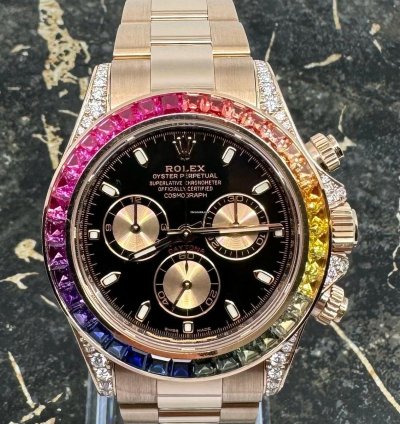 Rolex Daytona Rainbow - Rose Gold - 116505 - Custom Bezel - Diamonds - New