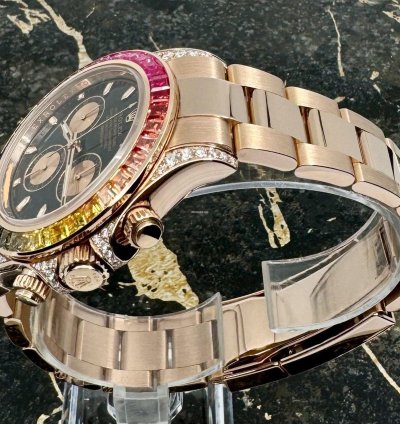 Rolex Daytona Rainbow - Rose Gold - 116505 - Custom Bezel - Diamonds - New