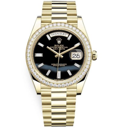 Rolex Day-date 40 Yellow Gold Day-date 40 Watch - Bezel - Black Baguette Diamond Dial 228348rbr