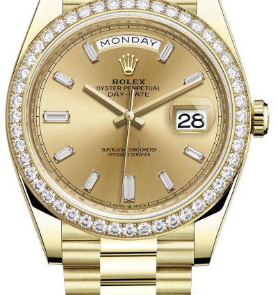 Rolex Day-date 40 Yellow Gold Day-date 40 Watch-yellow Gold Bezel-champagne Baguette Diamond Dial 228348rbr