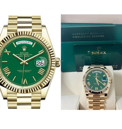 Rolex Day-date 40 Yellow Gold Day-date 40mm Green Roman Dial 228238