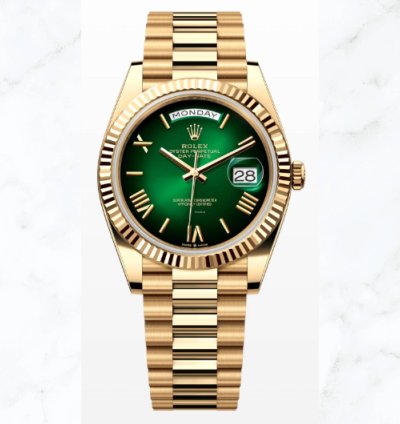Rolex Day-date 40 Yellow Gold Green Ombr Dial 228238 new Unworn