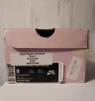 Nike Sb Dunk Low Black Pigeon - Size 9