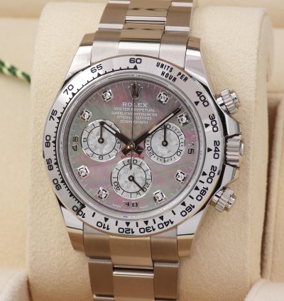 Rolex Daytona Ref 116509 Gold Crystal Mother Of Pearl Diamond Dial