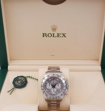 Rolex Daytona Ref 116509 Gold Crystal Mother Of Pearl Diamond Dial