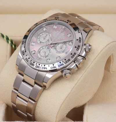 Rolex Daytona Ref 116509 Gold Crystal Mother Of Pearl Diamond Dial