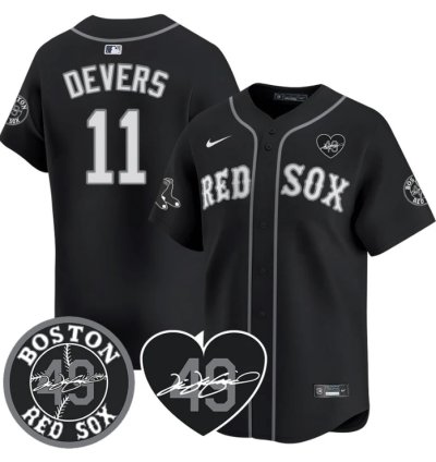 Rafael Devers Jersey 11 Boston Red Sox Tim Wakefield Memorial Patch Stitched Black