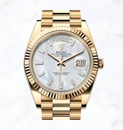 Rolex Day-date 40 Yellow Gold Mother Of Pearl Diamond Dial 228238 new Unworn