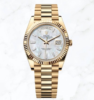 Rolex Day-date 40 Yellow Gold Mother Of Pearl Diamond Dial 228238 new Unworn