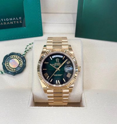 Rolex Day-date 40 Yellow Gold Ombre Green Roman Dial 2025