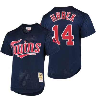 Minnesota Twins Kent Hrbek Navy Throwback Mesh Pullover Jersey