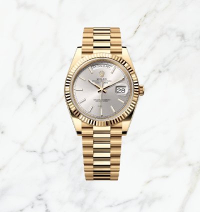 Rolex Day-date 40 Yellow Gold Silver Dial 228238 new Unworn