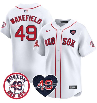 Tim Wakefield Jersey 49 Boston Red Sox Tim Wakefield Memorial Patch Stitched White