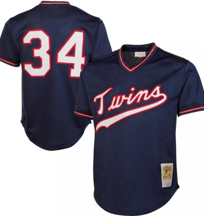 Minnesota Twins Kirby Puckett Navy 1985 Throwback Mesh Pullover Jersey