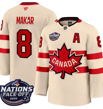 Mens Cale Makar Jersey 8 Canada 4 Nations Face-off 2025 Stitched Cream
