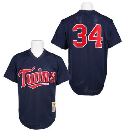Minnesota Twins Kirby Puckett Navy 1991 Throwback Mesh Pullover Jersey