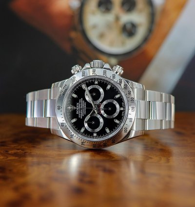Rolex Daytona Ref 116520 Chromalight Black Dial Full Set 2015
