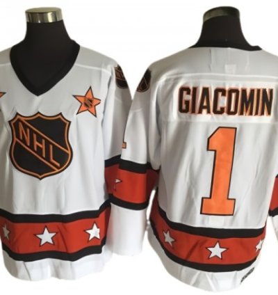 Nhl 1973 All Star Game 1 Eddie Giacomin Vintage Ccm Jersey - White