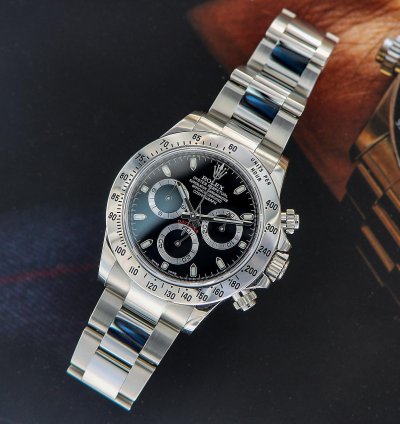 Rolex Daytona Ref 116520 Chromalight Black Dial Full Set 2015