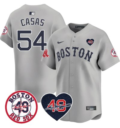Triston Casas Jersey 54 Boston Red Sox Tim Wakefield Memorial Patch Stitched Gray