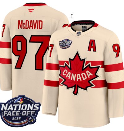 Mens Connor Mcdavid Jersey 97 Canada 4 Nations Face-off 2025 Stitched Cream