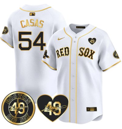 Triston Casas Jersey 54 Boston Red Sox Tim Wakefield Memorial Patch Stitched White Gold