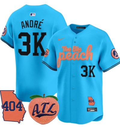 André Jersey 3k Atlanta Braves 404 The Big Peach Premier Limited Stitched Light Blue