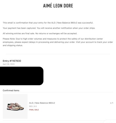 Aime Leon Dore New Balance 860v2 Red -ald Confirmed Order