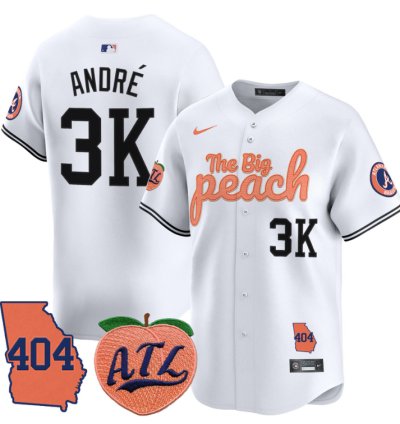 André Jersey 3k Atlanta Braves 404 The Big Peach Premier Limited Stitched White