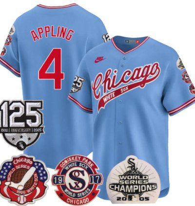 Luke Appling Jersey 4 Chicago White Sox 125th Anniversary World Series Champions Blue