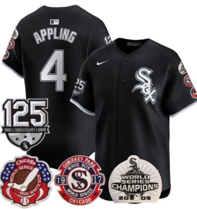 Luke Appling Jersey 4 Chicago White Sox 125th Anniversary World Series Champions Black