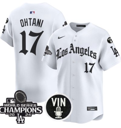 Shohei Ohtani Jersey 17 Dodgers 2025 La Gothic Style Vapor Premier Limited Stitched White