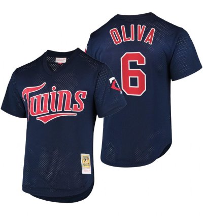 Minnesota Twins Tony Oliva Navy Throwback Mesh Pullover Jersey