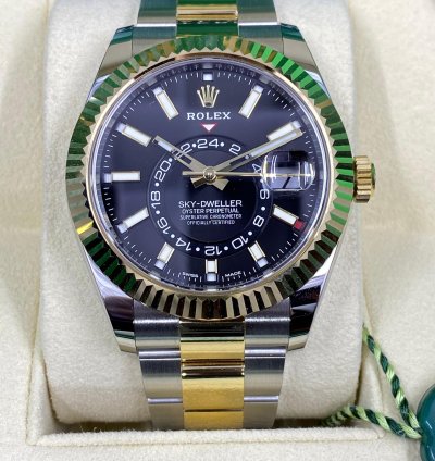 Rolex Sky-dweller In Hand 2022 Sky-dweller 326933 18k Steel Black Yellow Gold Oyster