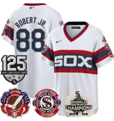 Luis Robert Jr Jersey 88 Chicago White Sox 125th World Series Champions White 1983