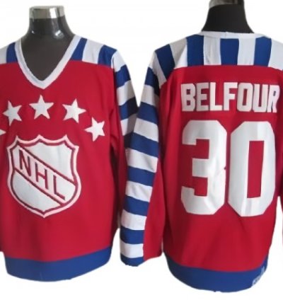 Nhl 1992 All Star Game 30 Ed Belfour Vintage Ccm Jersey - Red