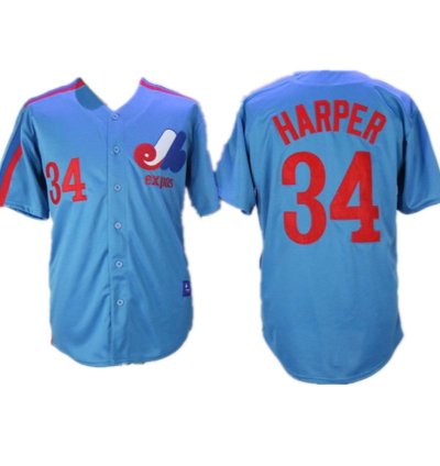Montreal Expos Bryce Harper Blue Throwback Jersey