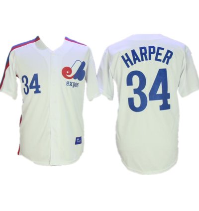 Montreal Expos Bryce Harper White Cooperstown Throwback Jersey