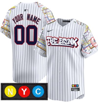 Custom New York Yankees Jersey The Bronx Subway Style Vapor Premier Limited Stitched Pinstripe