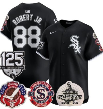 Luis Robert Jr Jersey 88 Chicago White Sox 125th Anniversary World Series Champions Black
