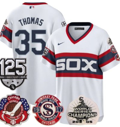 Frank Thomas Jersey 35 Chicago White Sox 125th Anniversary World Series Champions White 1983